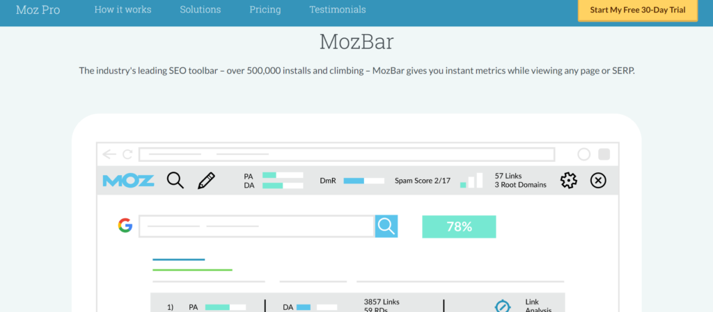MozBar SEO tool